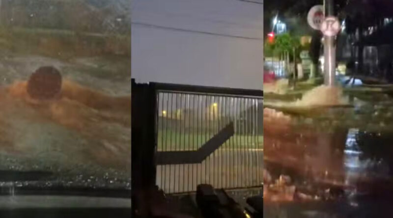 Tempestade com granizo e ventos fortes deixa ruas alagadas na Capital